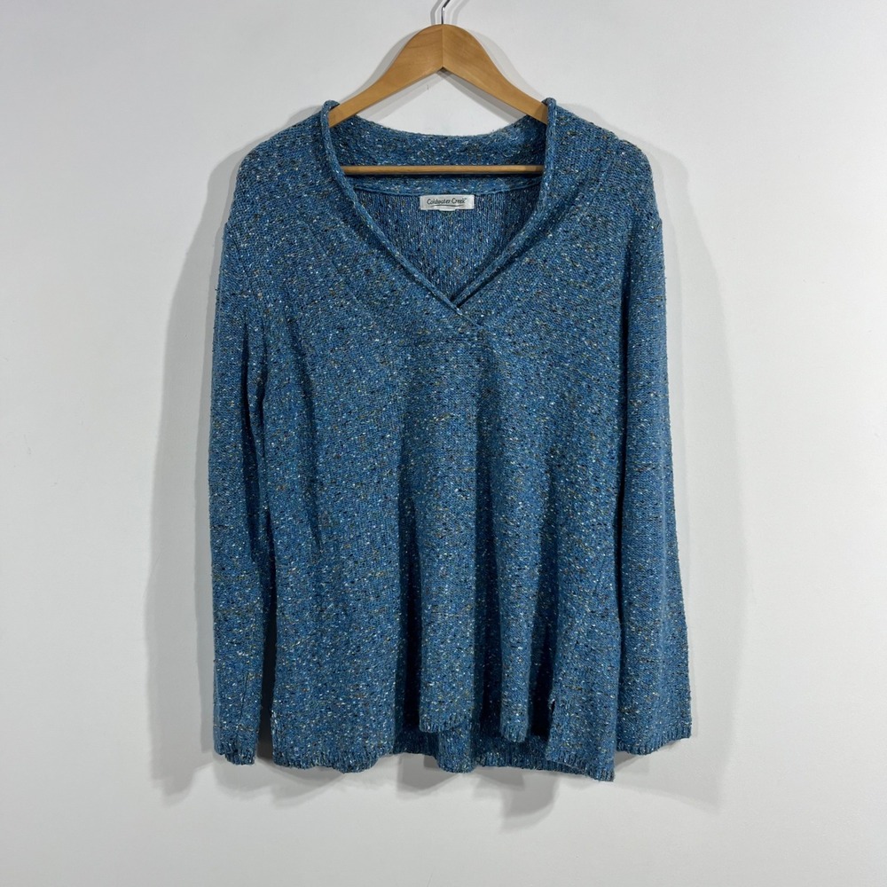 Coldwater Creek Artsy Boho Granola Folk Knit Shawl Collar Sweater Womens XL Cozy